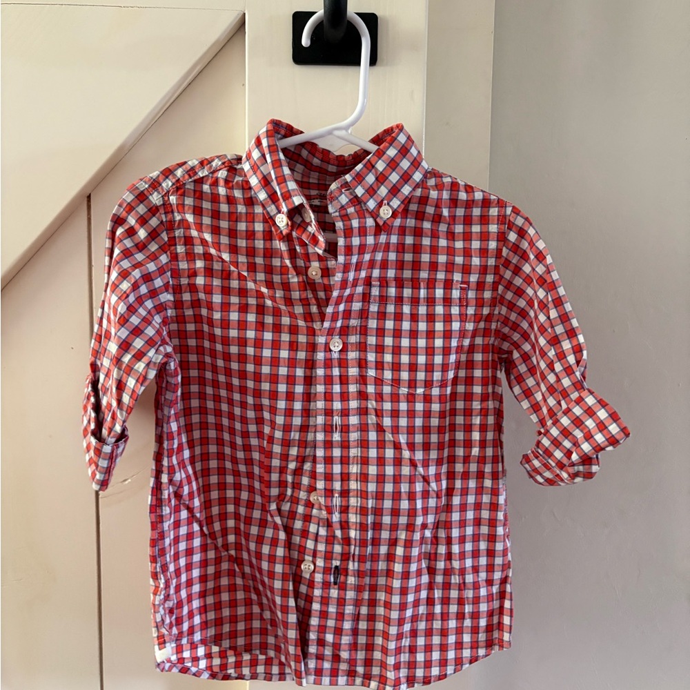 Crewcuts Red and White Checkered Button Down Shirt 2T